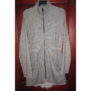 Cut Loose S Shirt Jacket Tunic Sweatshirt Zip Pockets Lagenlook Cinched Gray USA